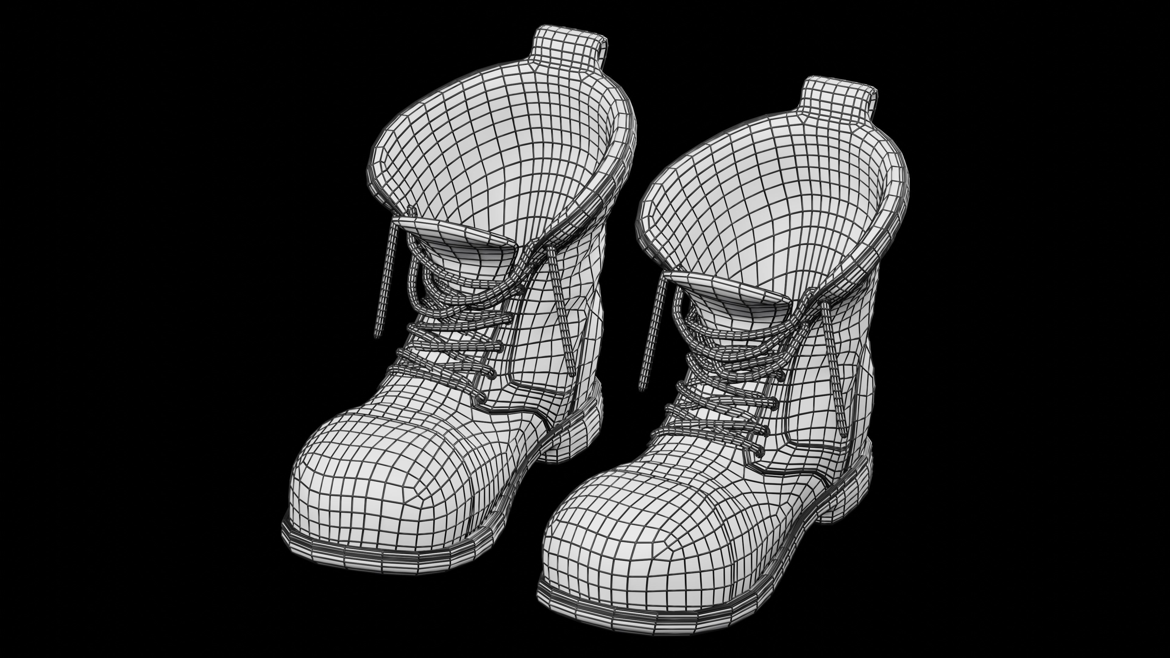 Old work boots Low-poly 3D model_8