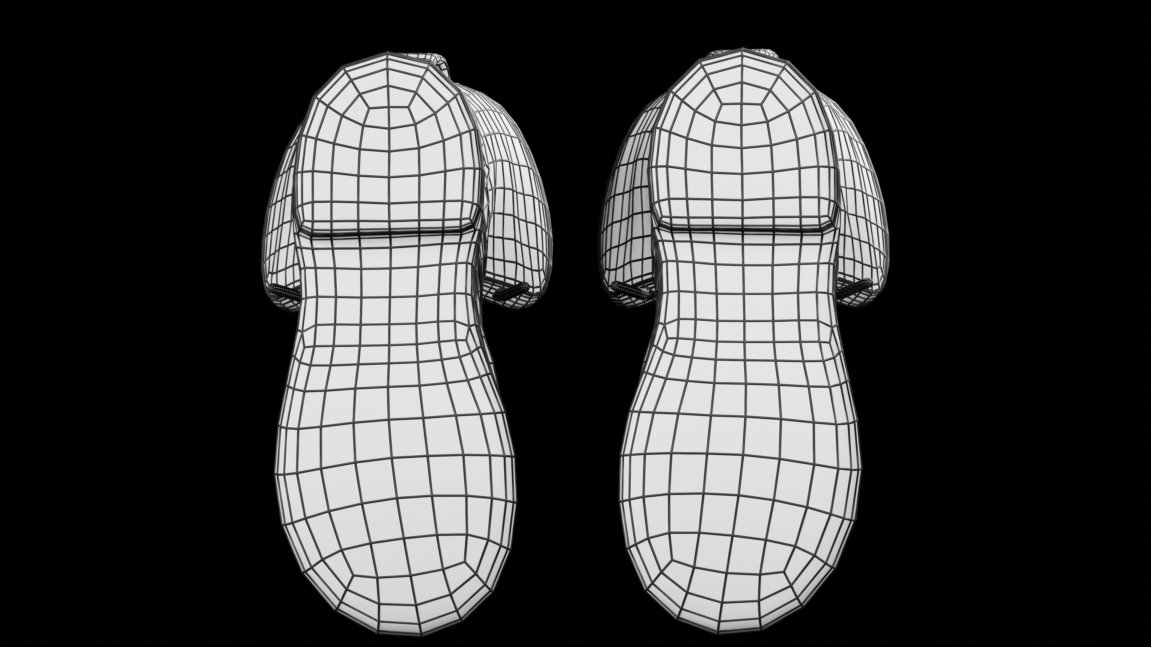 Old work boots Low-poly 3D model_11