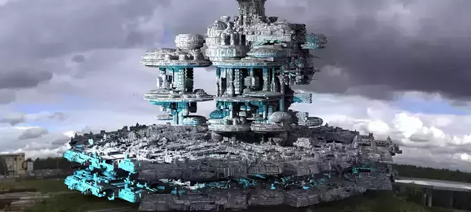 Sci-Fi City dystopia Floating Kitbash 