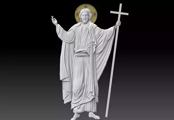 Jesus holding Cross cnc model bas relief
