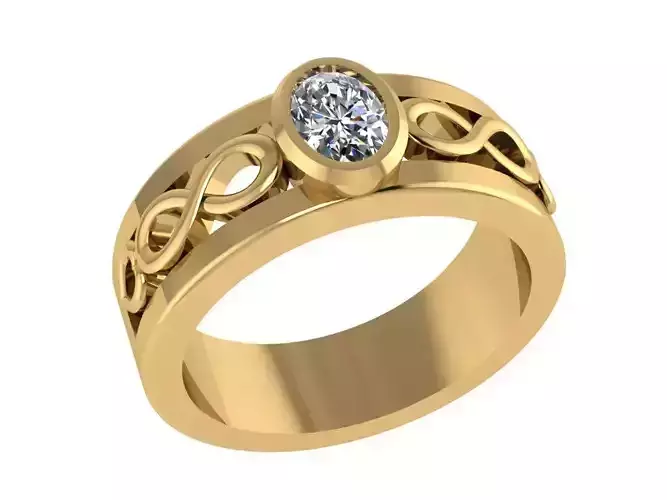 Ring272 gold ring with diamond in center
