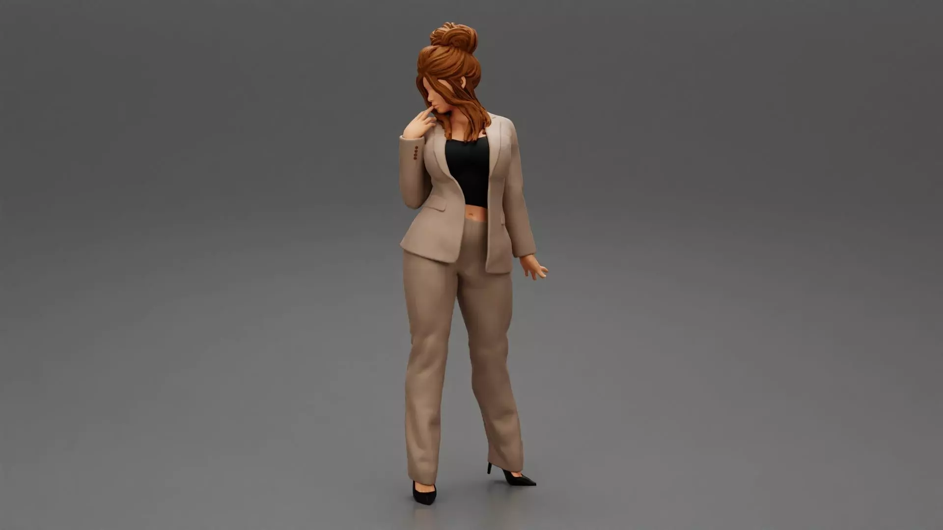 Business woman suit secretary posing 3D print model