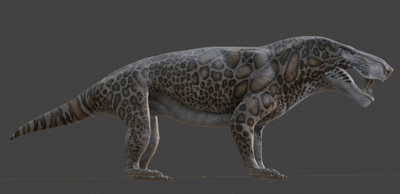 Inostrancevia Low-poly 3D model_9