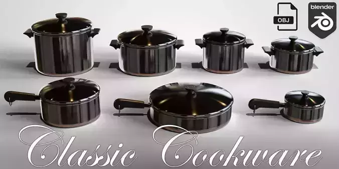 Classic Cookware Low-poly 3D model