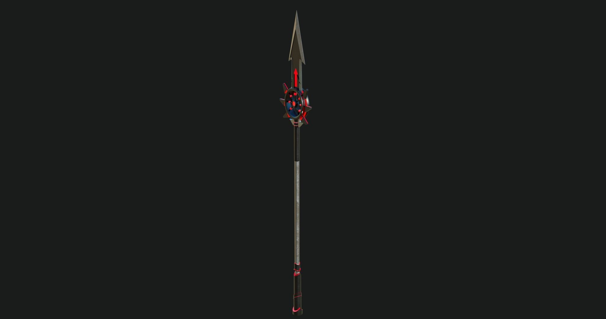 Fantasy Spear Glow 09 Game-Ready with PBR Textures Included Low-poly 3D model_3