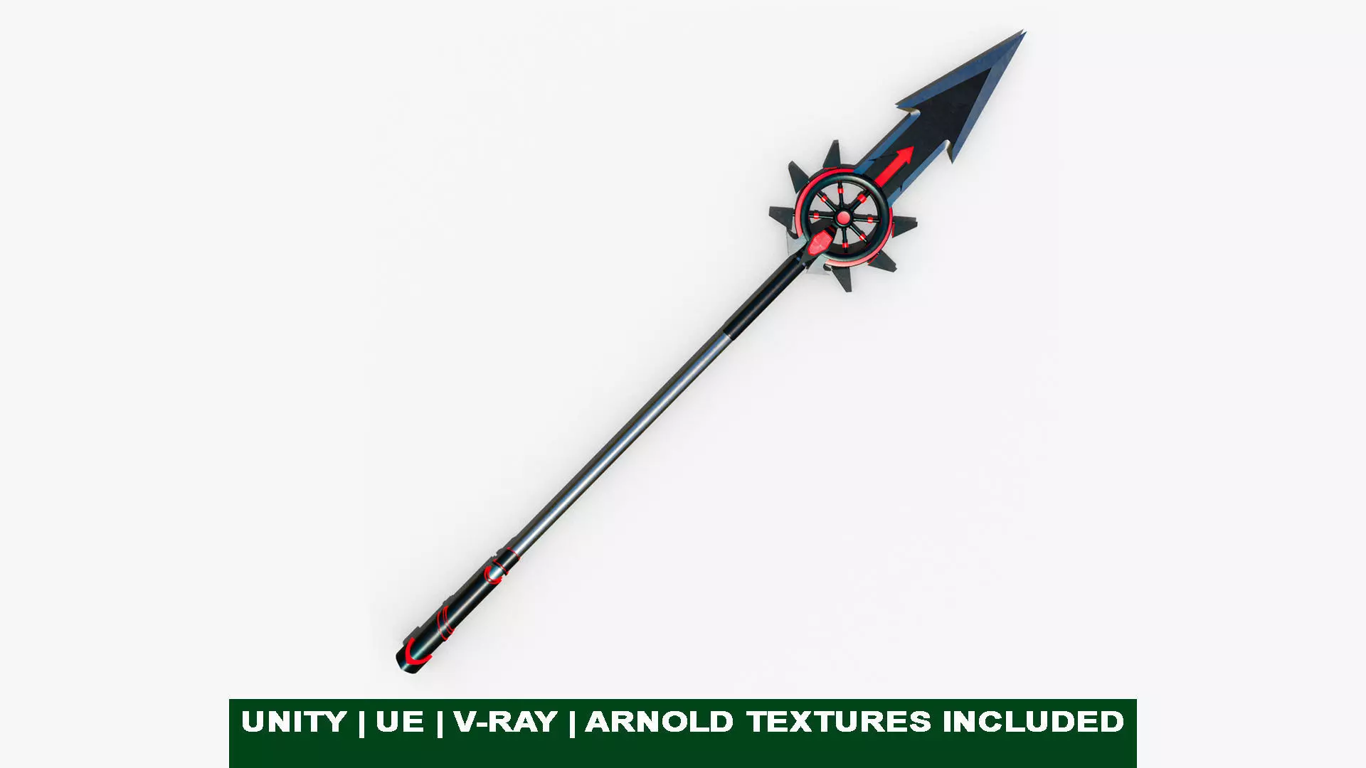Fantasy Spear Glow 09 Game-Ready with PBR Textures Included Low-poly 3D model_0
