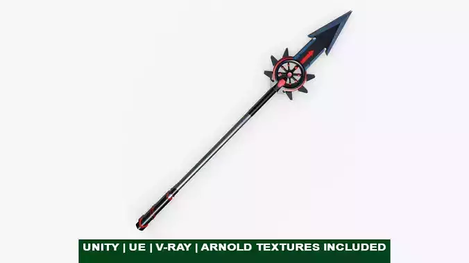Fantasy Spear Glow 09 Game-Ready with PBR Textures Included Low-poly 3D model