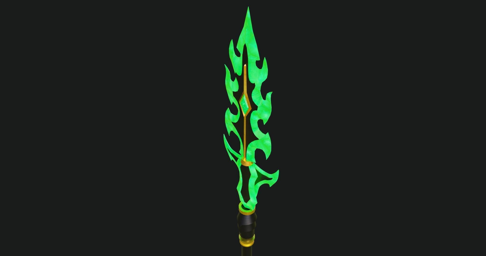 Fantasy Spear Glow 10 Game-Ready PBR Textures Included Low-poly 3D model_14