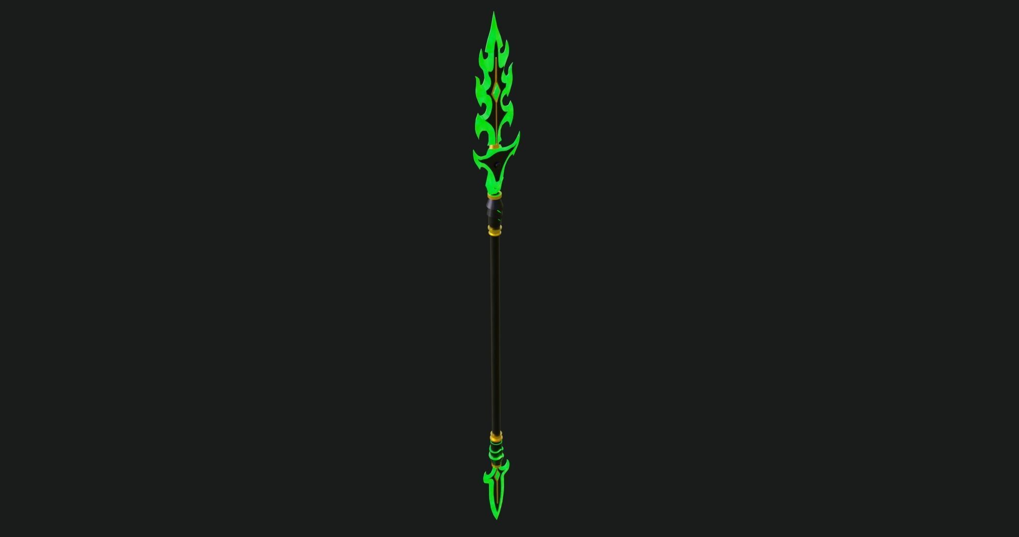 Fantasy Spear Glow 10 Game-Ready PBR Textures Included Low-poly 3D model_12