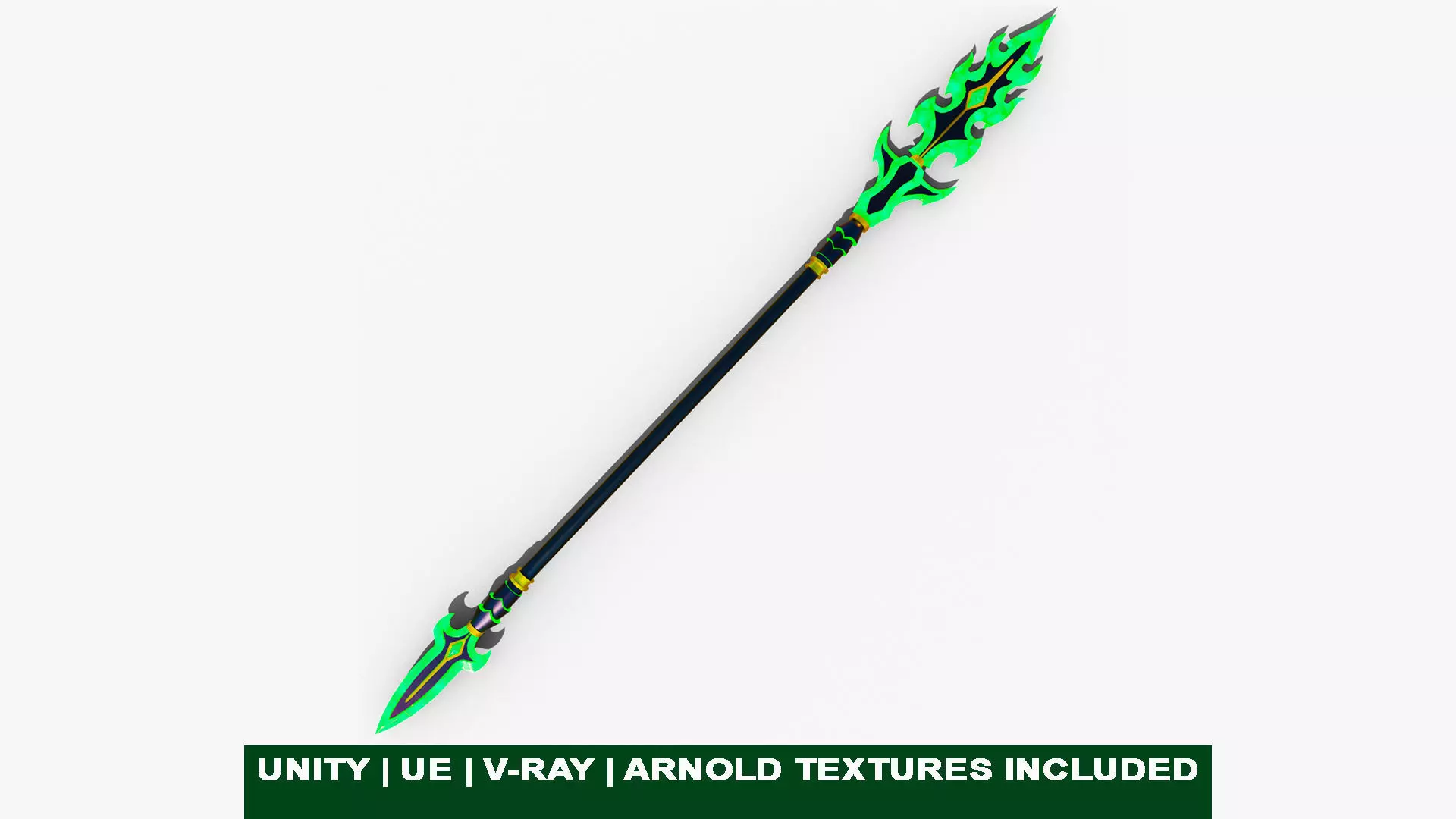 Fantasy Spear Glow 10 Game-Ready PBR Textures Included Low-poly 3D model_0