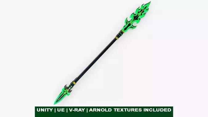 Fantasy Spear Glow 10 Game-Ready PBR Textures Included Low-poly 3D model