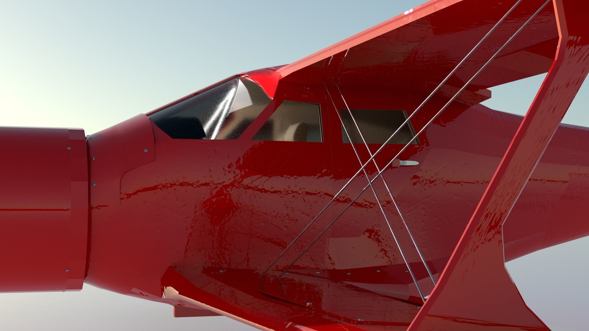 Airplane Beechcraft Model 17 Staggerwing Free low-poly 3D model_6