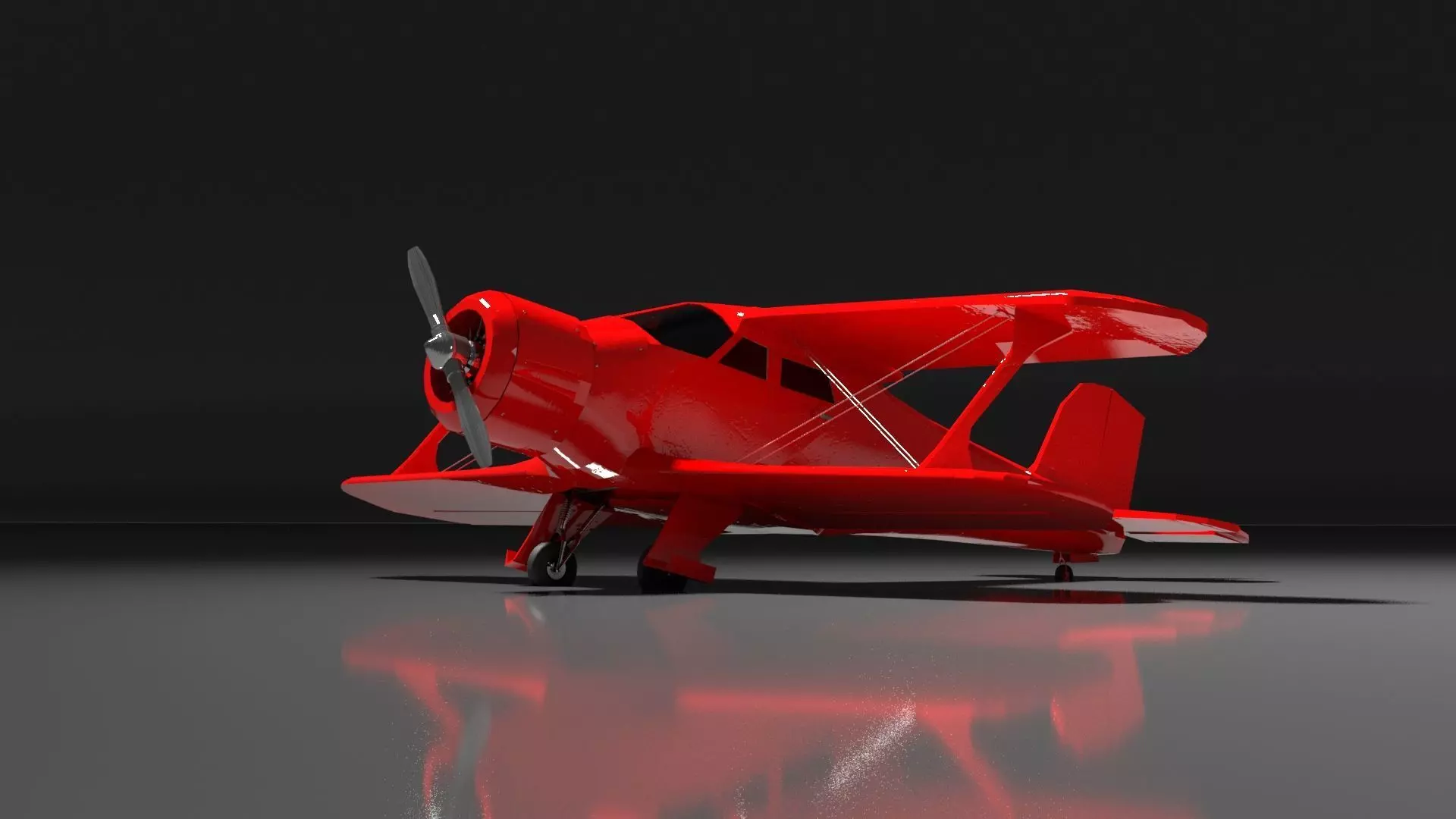 Airplane Beechcraft Model 17 Staggerwing Free low-poly 3D model_0