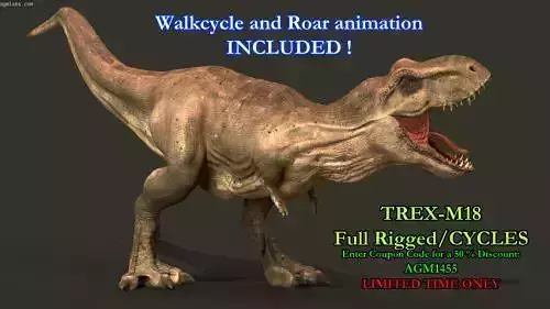 Tyrannosaurus Rex full rigged animated