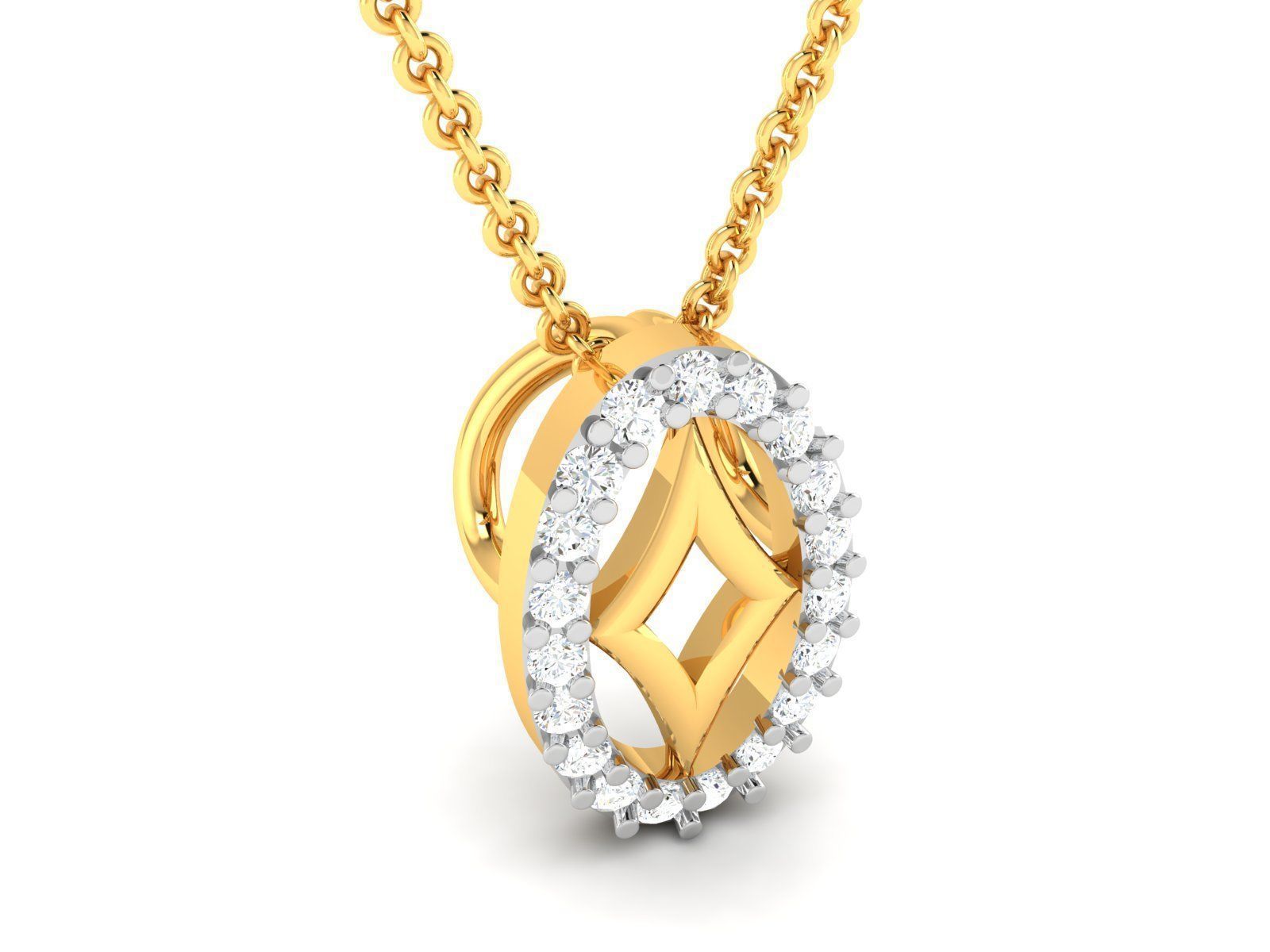 Women Diamond Pendant 3D print model_2