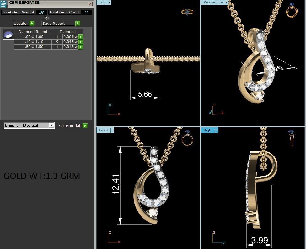 Women Diamond Pendant 3D print model_1