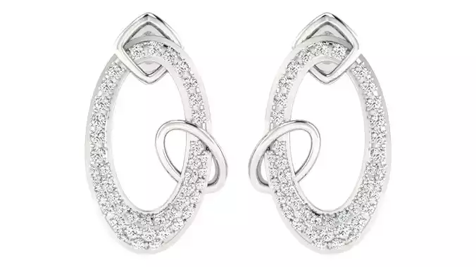 Solitaire Women Drop Earrings 3dm STL OBJ FBX Renders Details