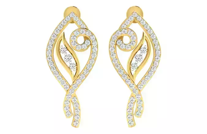 Solitaire Women Drop Earrings 3dm STL OBJ FBX Renders Details