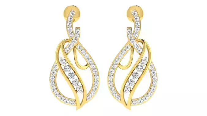 Solitaire Women Drop Earrings 3dm STL OBJ FBX Renders Details