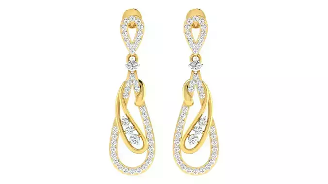 Solitaire Women Drop Earrings 3dm STL OBJ FBX Renders Details 3D print model