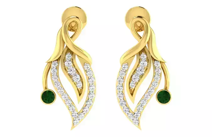 Solitaire Women Drop Earrings 3dm STL OBJ FBX Renders Details