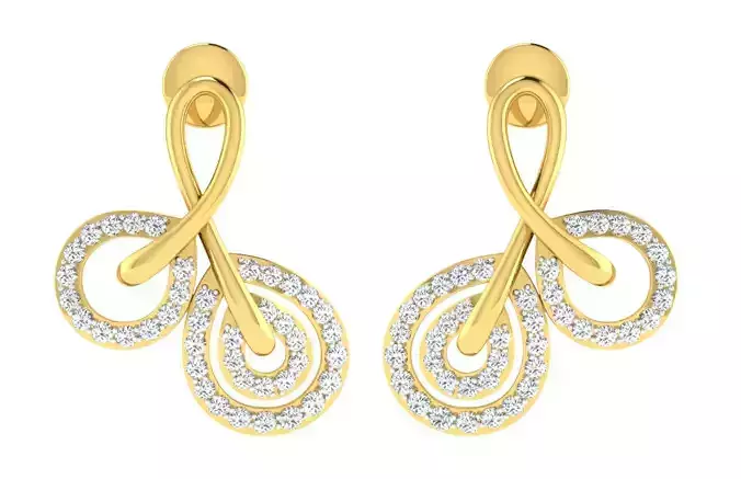 Solitaire Women Drop Earrings 3dm STL OBJ FBX Renders Details