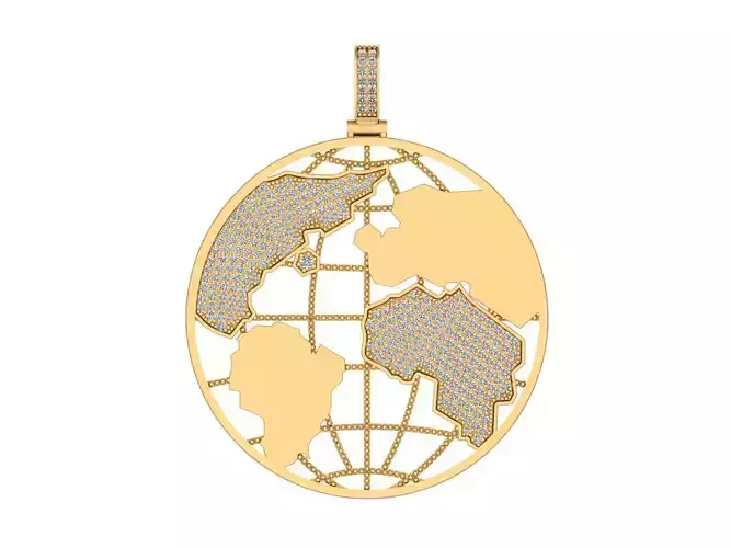 World Map Pendant 3D print model pendant 3D print model