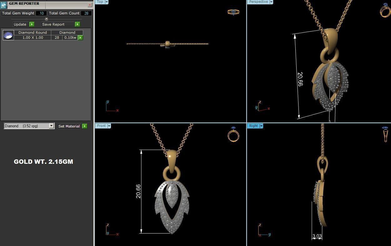 Women Diamond Pendant 3D print model_5