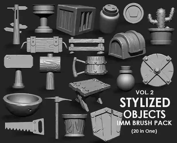 Stylized Objects IMM Brush Pack 20 in One Vol 2