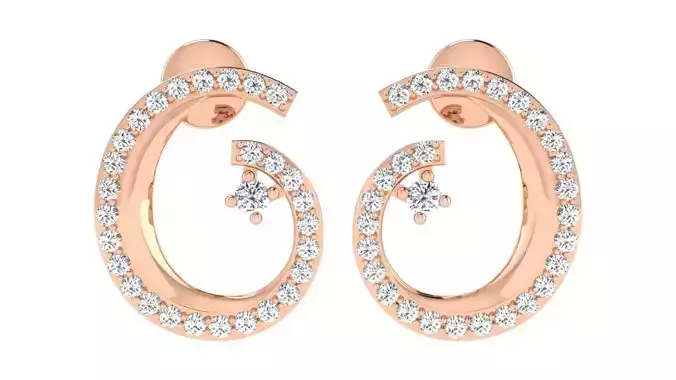 Solitaire Women Drop Earrings 3dm STL OBJ FBX Renders Details