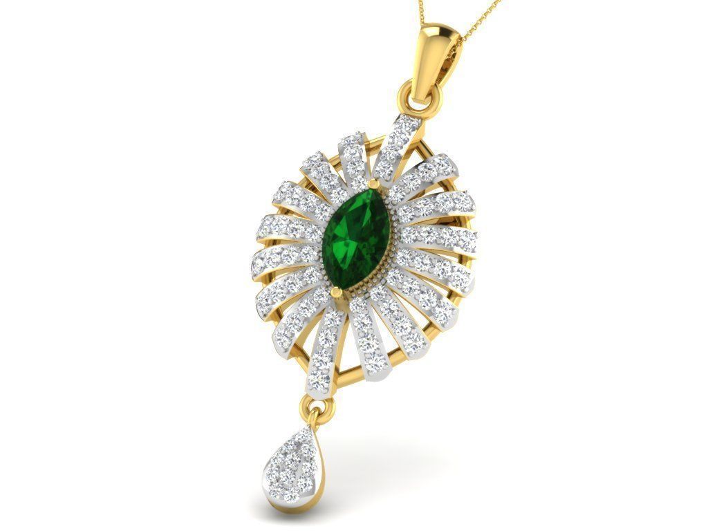 Women Diamond Pendant 3D print model_4