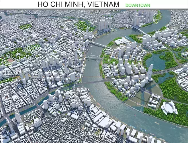 Ho Chi Minh Downtown Vietnam Low-poly 3D model