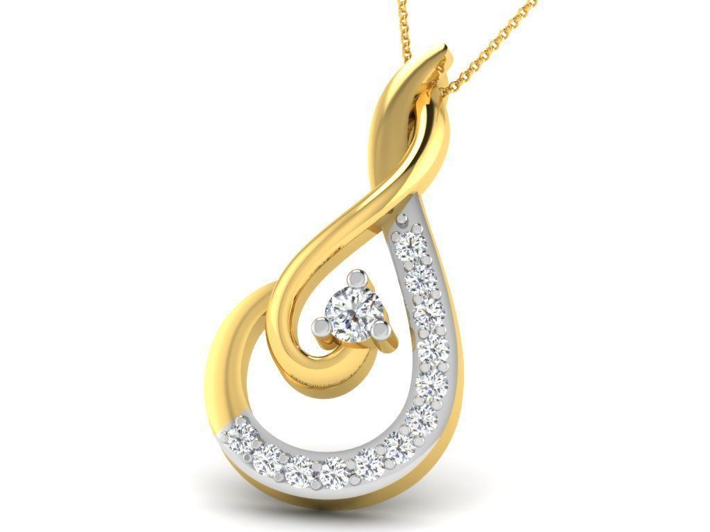 Women Diamond Pendant 3D print model_4