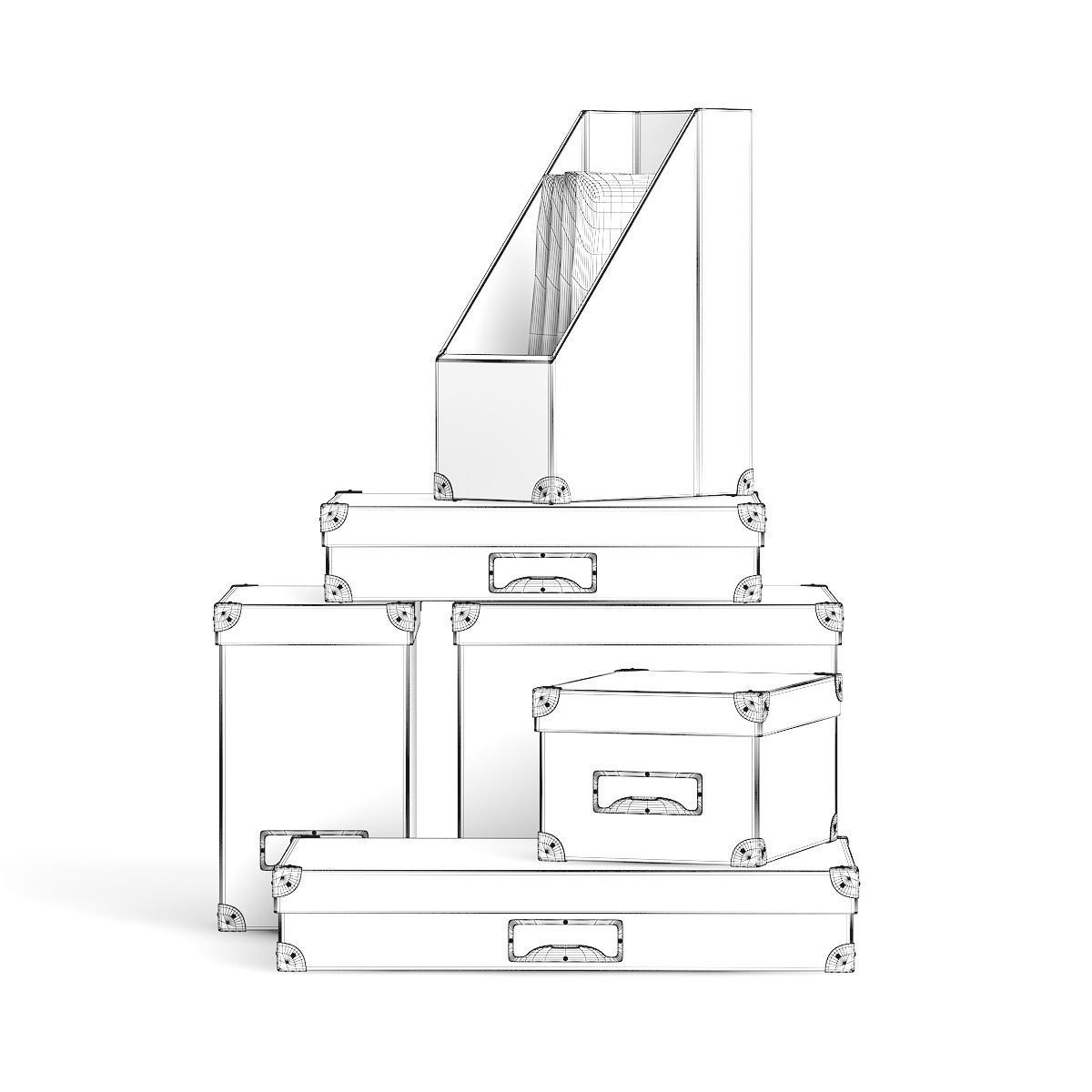 Grey Boxes 3D model_1