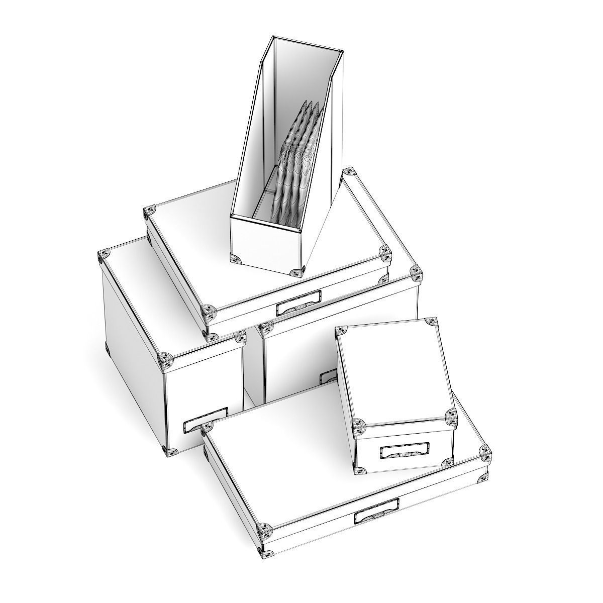 Grey Boxes 3D model_3