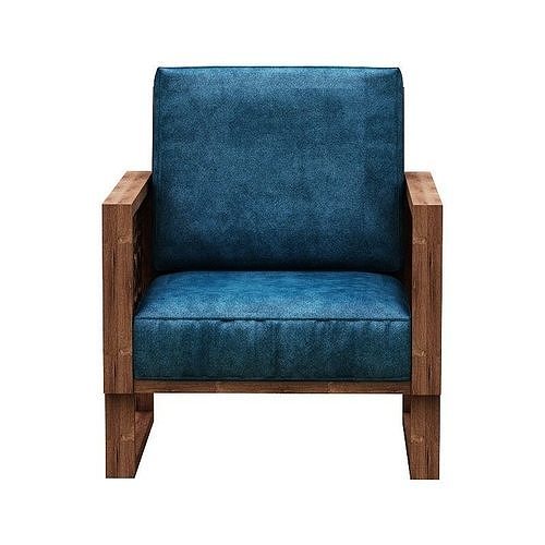 Armchair teal lounge chair Low-poly 3D model