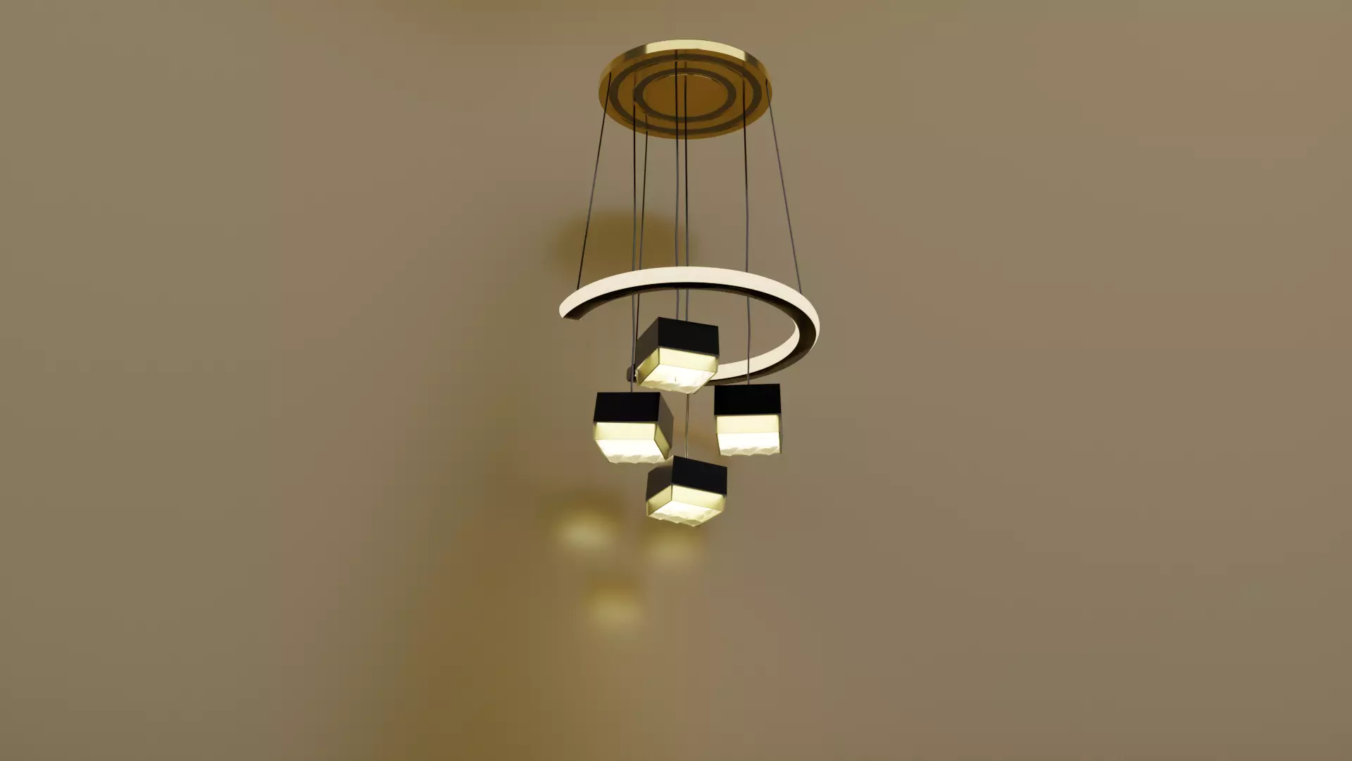 hi-tech pendant light in shape of crescent moon 3D model_0