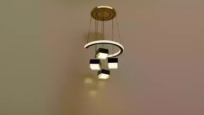 hi-tech pendant light in shape of crescent moon 3D model