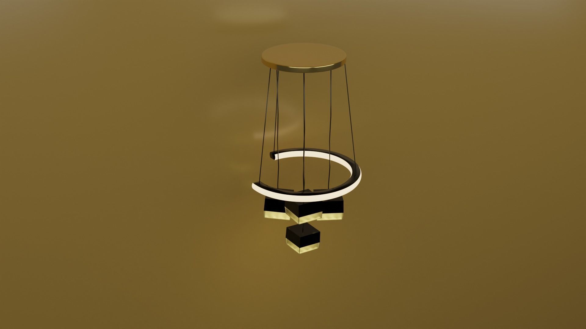 hi-tech pendant light in shape of crescent moon 3D model_1