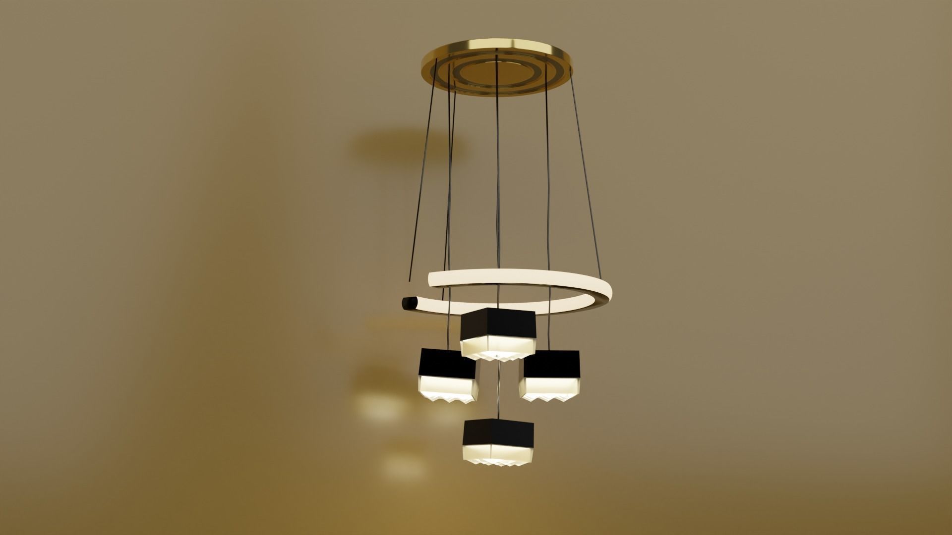 hi-tech pendant light in shape of crescent moon 3D model_2