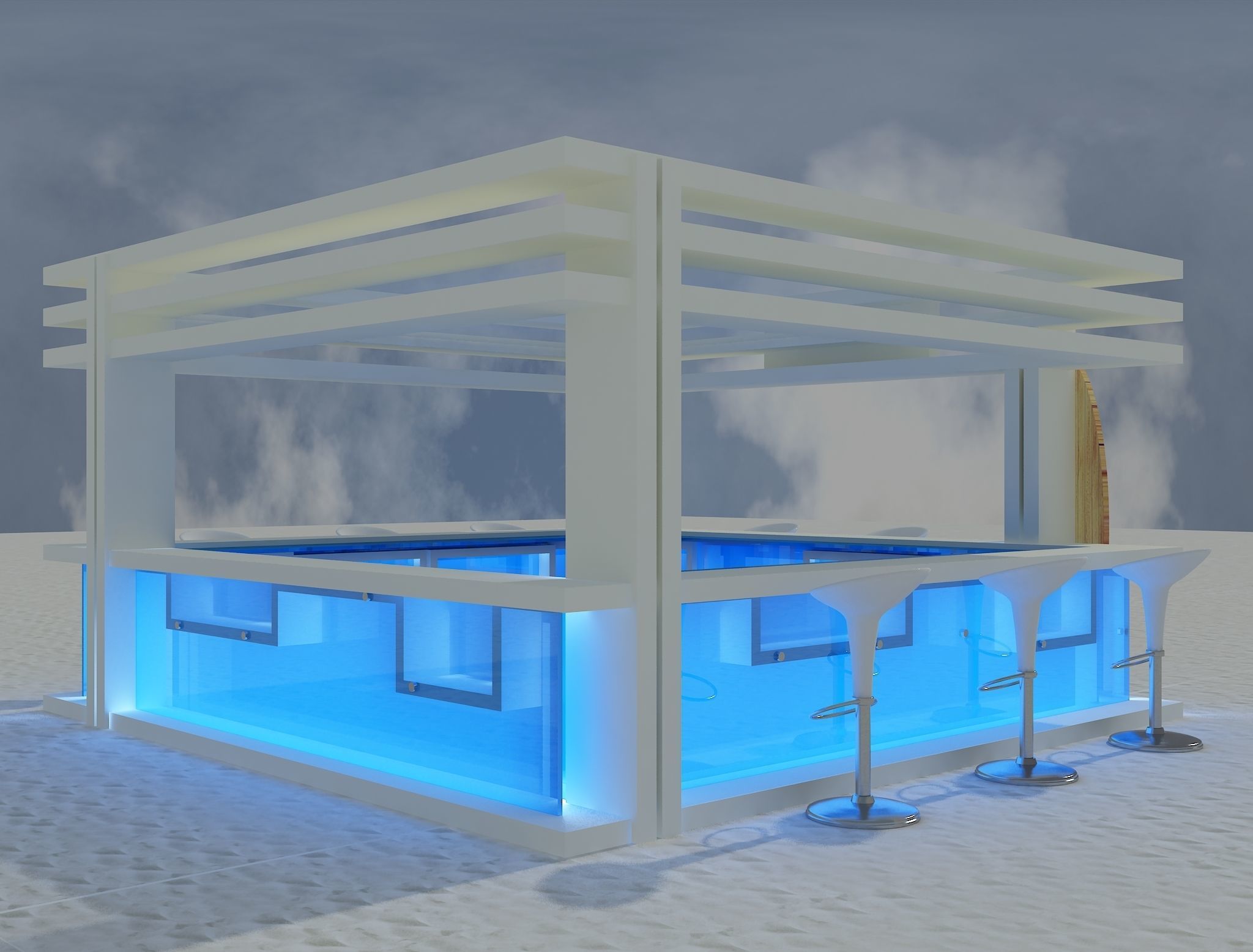 Beach Bar Area a85 White  3D model_6