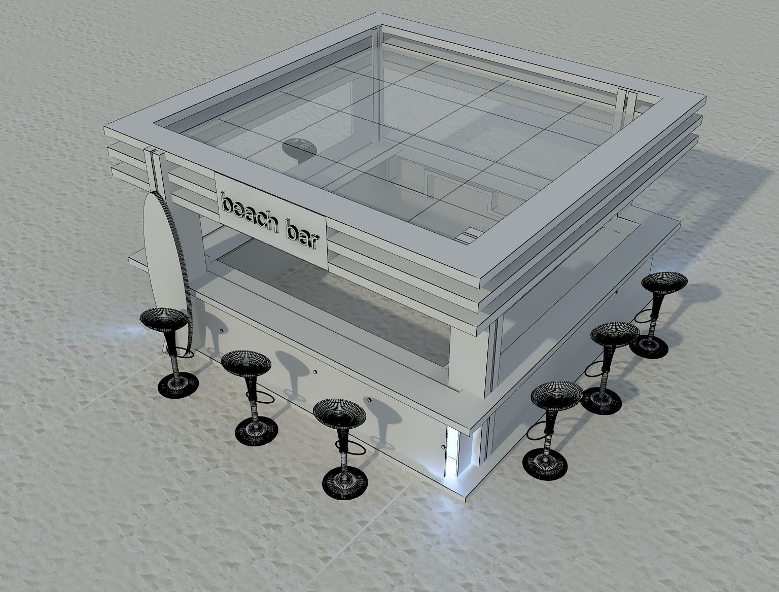 Beach Bar Area a85 White  3D model_3