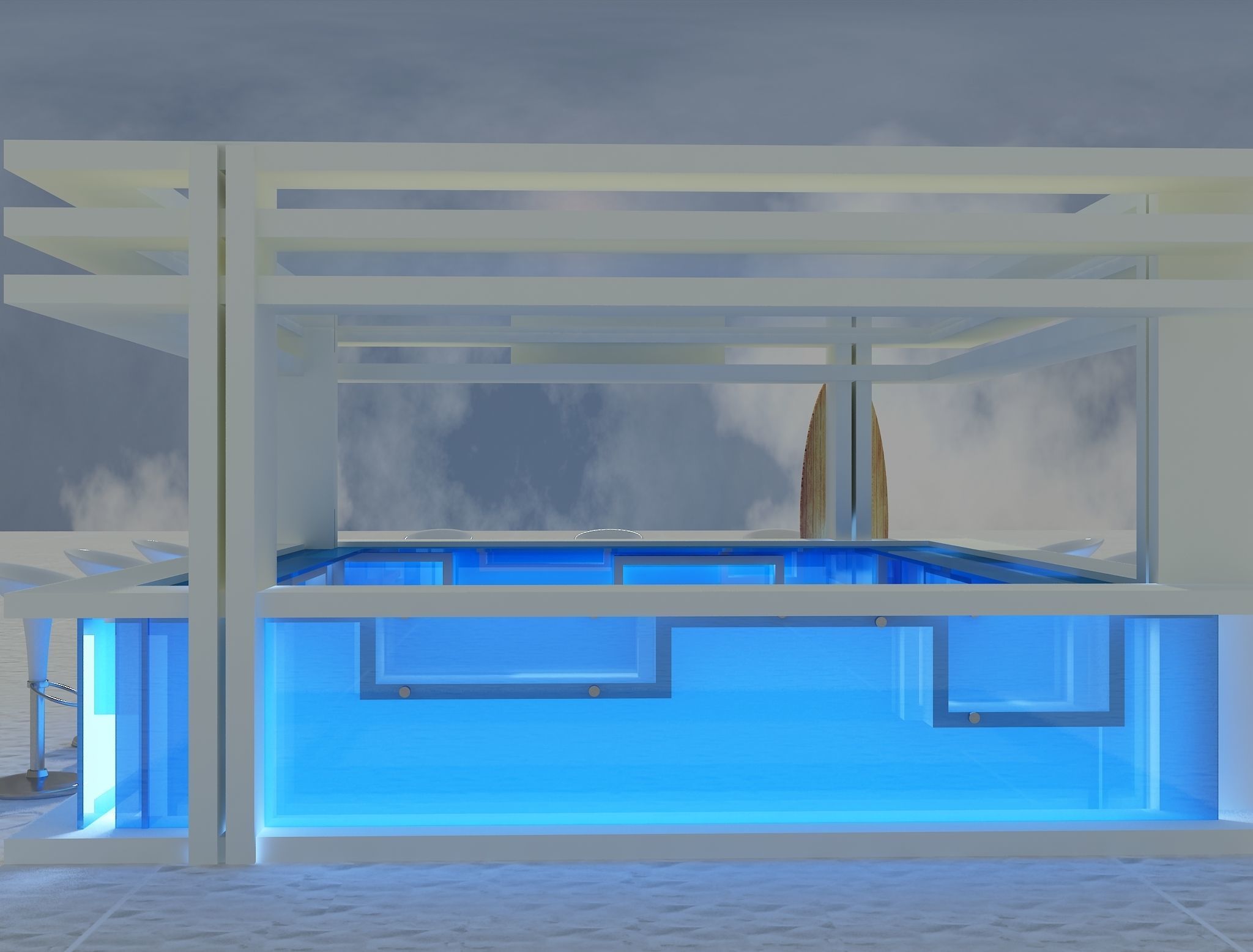Beach Bar Area a85 White  3D model_10