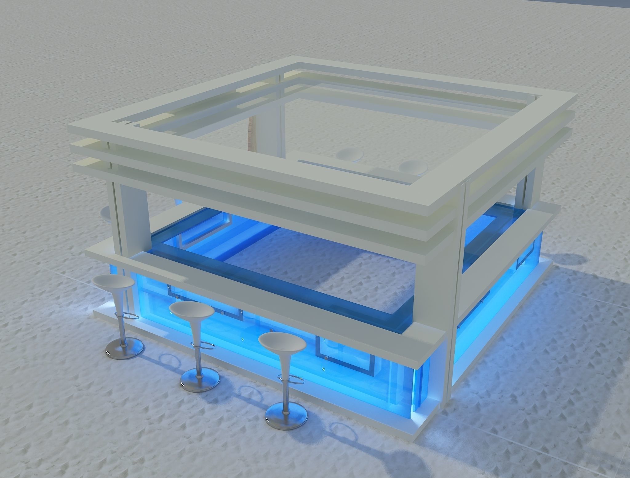 Beach Bar Area a85 White  3D model_7