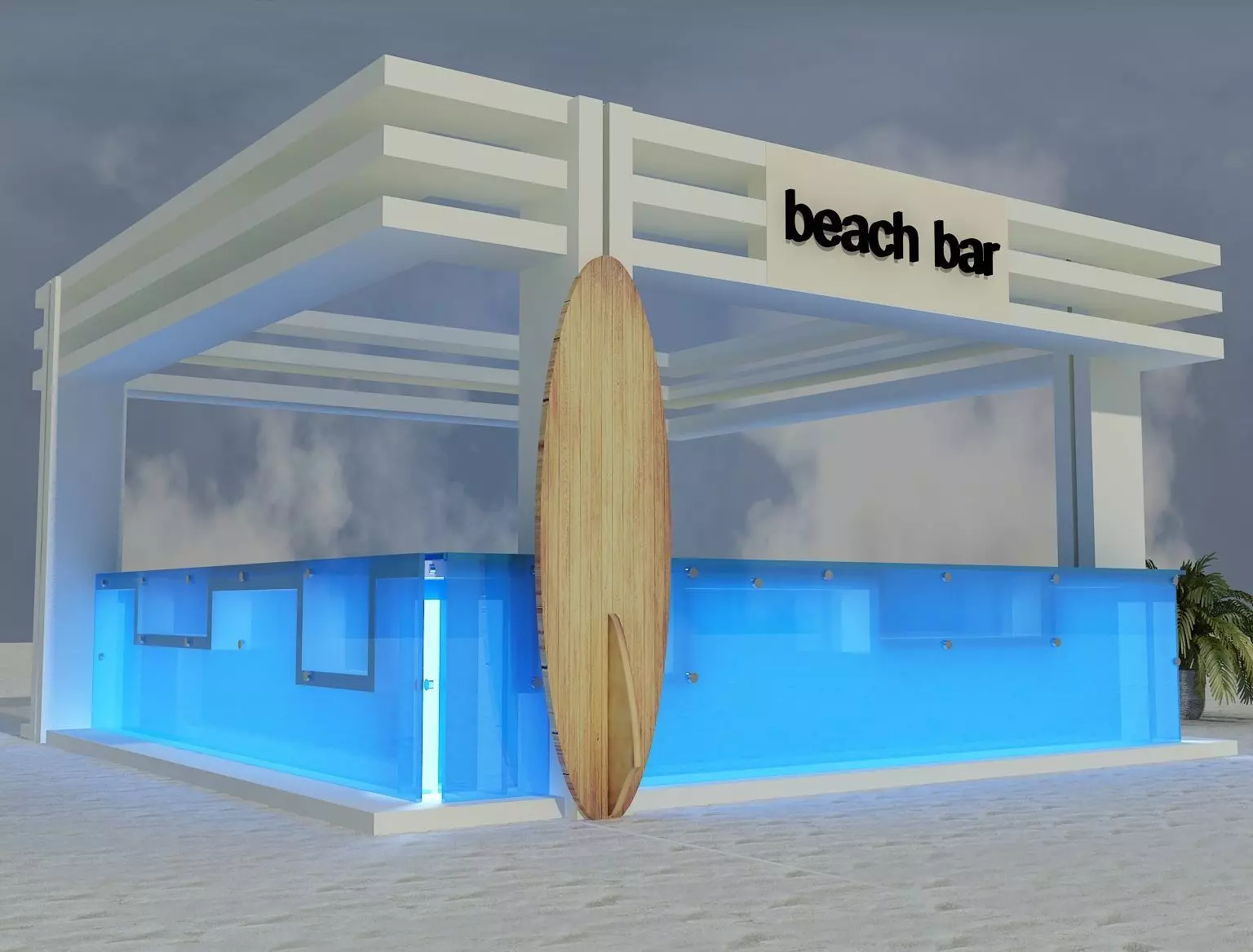 Beach Bar Area a85 White  3D model_0