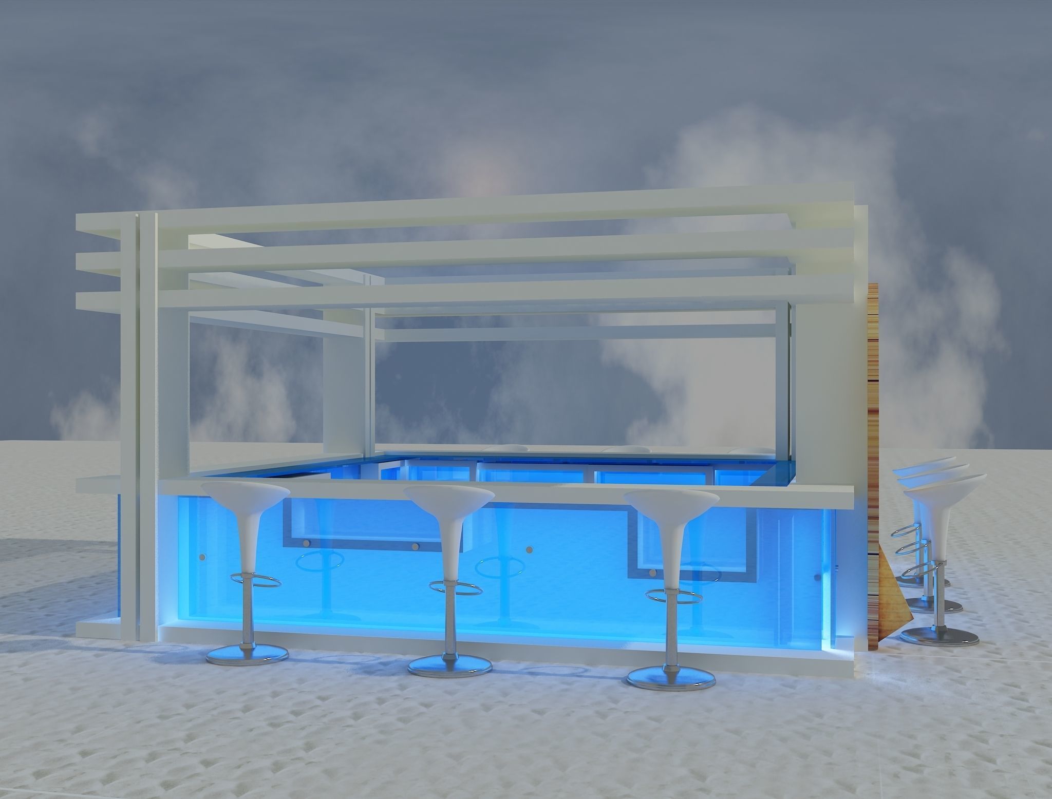Beach Bar Area a85 White  3D model_9