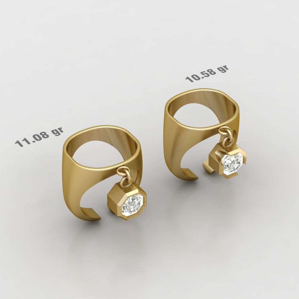 90 models of fashion  rings with gemstones 3D model_4