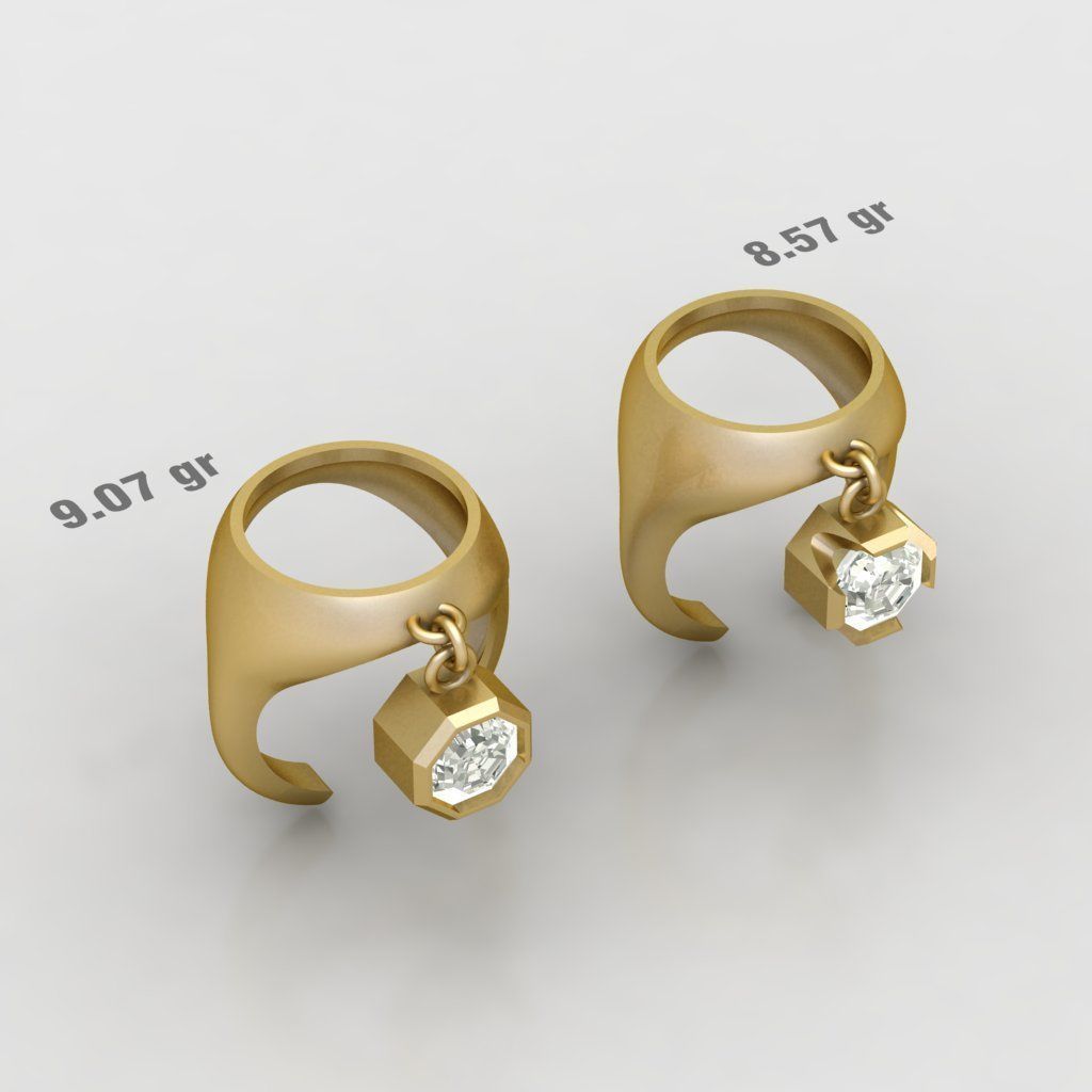 90 models of fashion  rings with gemstones 3D model_36