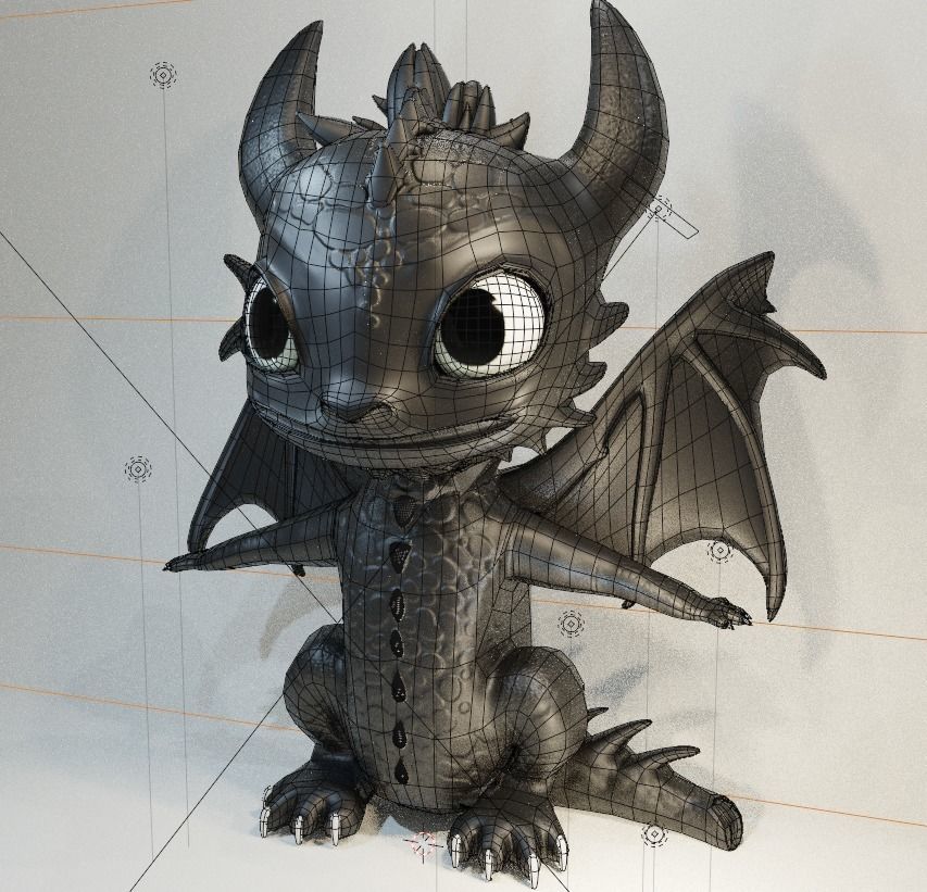 Cartoon style Dragon 3d model Low-poly 3D model_4