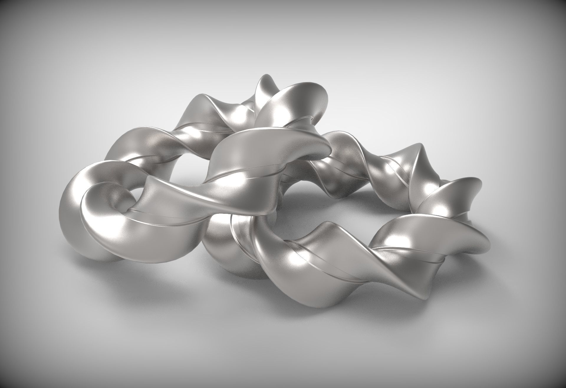 Bracelet two gold and silver rings 3D model_6